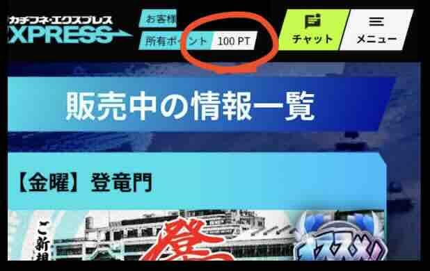 勝舟エクスプレスの初期保有ポイント